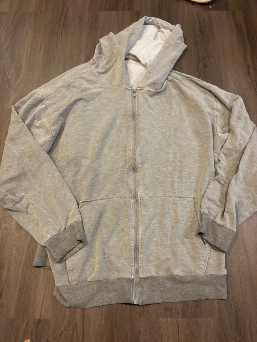 Eddie Bauer Heather Gray Hooded Zip Jacket